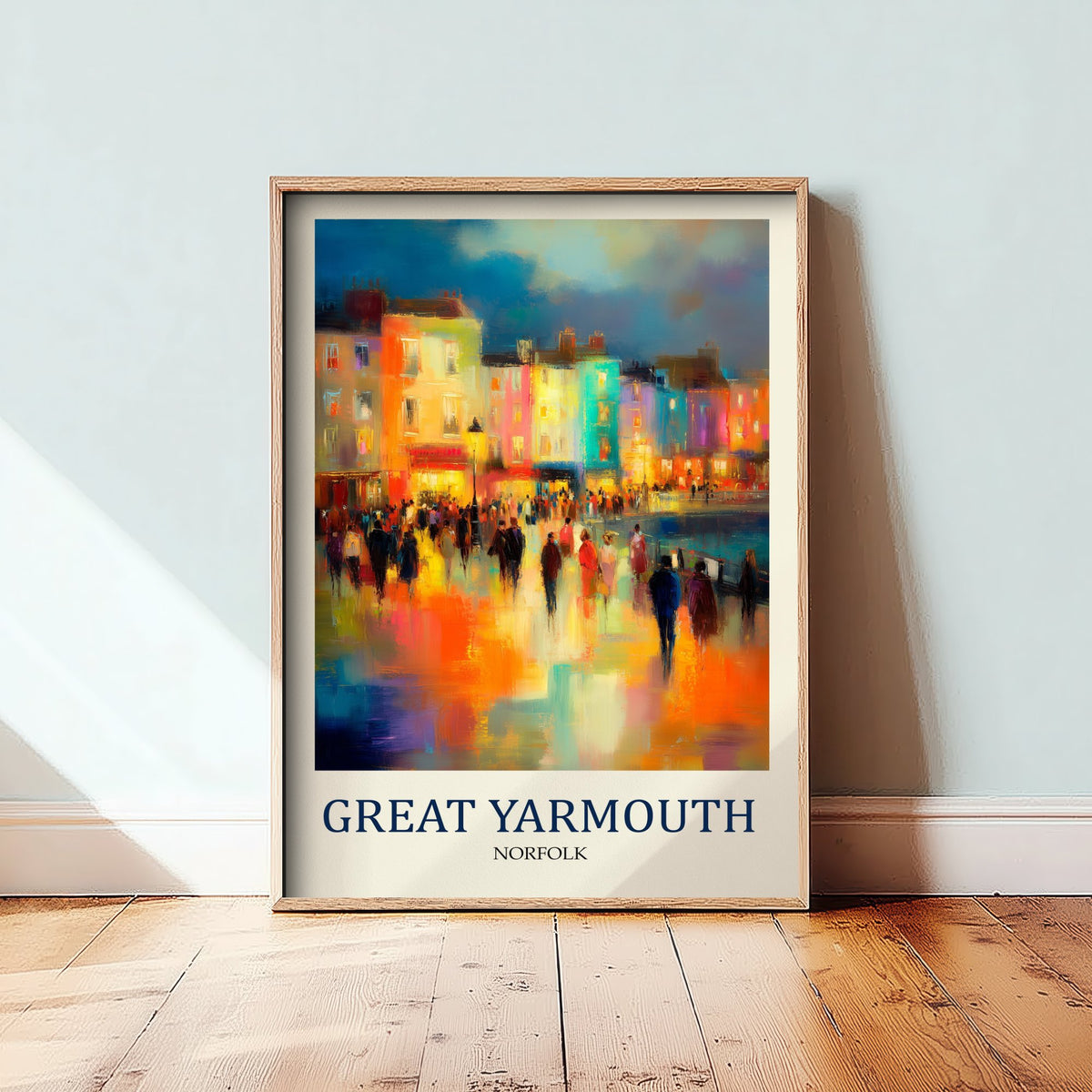 Great Yarmouth Norfolk Travel Poster - Impressionist Town Art Print - Colourful Street Painting - Norfolk Coast 2/3