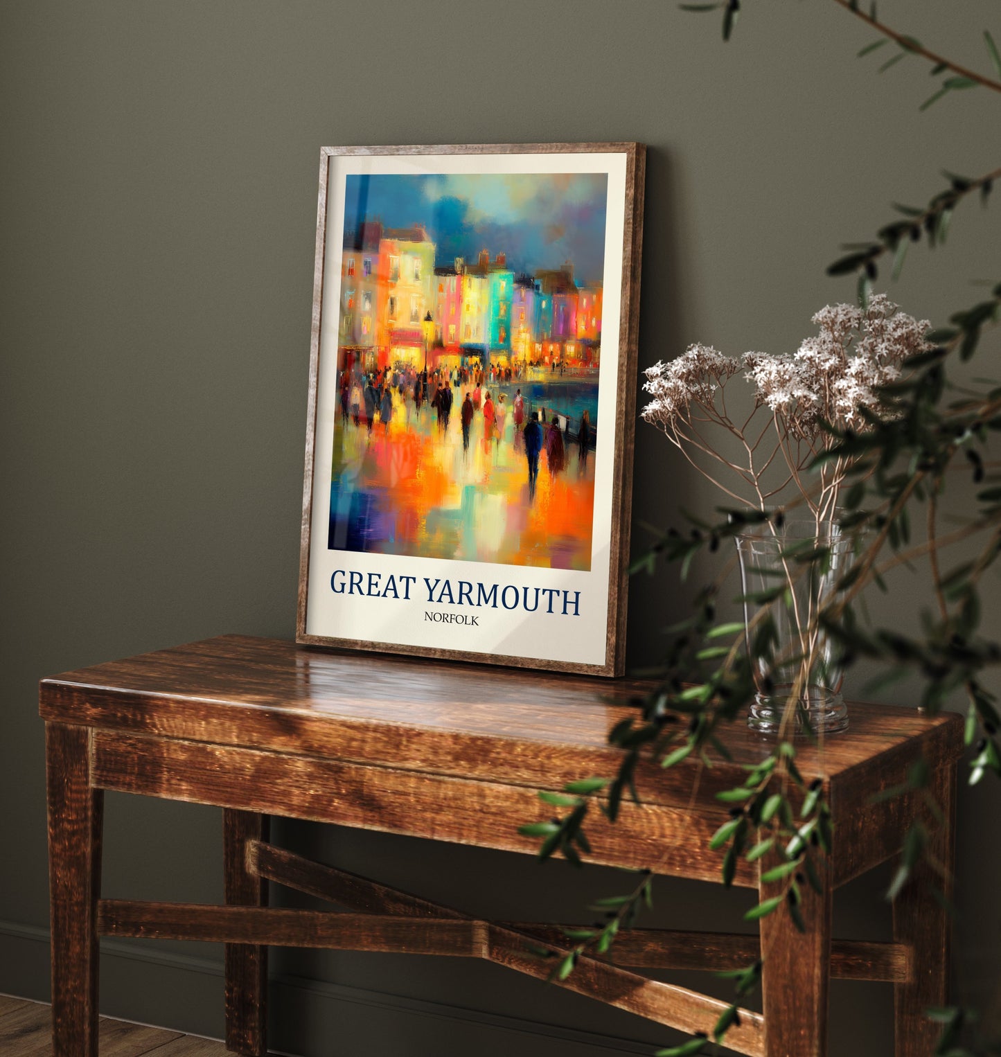 Great Yarmouth Norfolk Travel Poster - Impressionist Town Art Print - Colourful Street Painting - Norfolk Coast 2/3