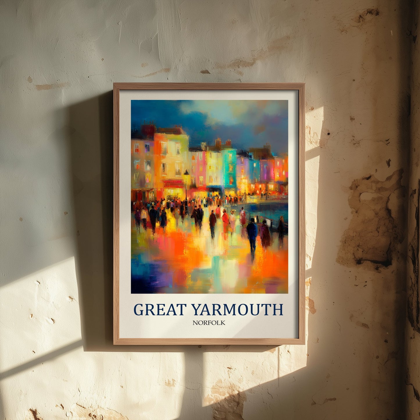 Great Yarmouth Norfolk Travel Poster - Impressionist Town Art Print - Colourful Street Painting - Norfolk Coast 2/3