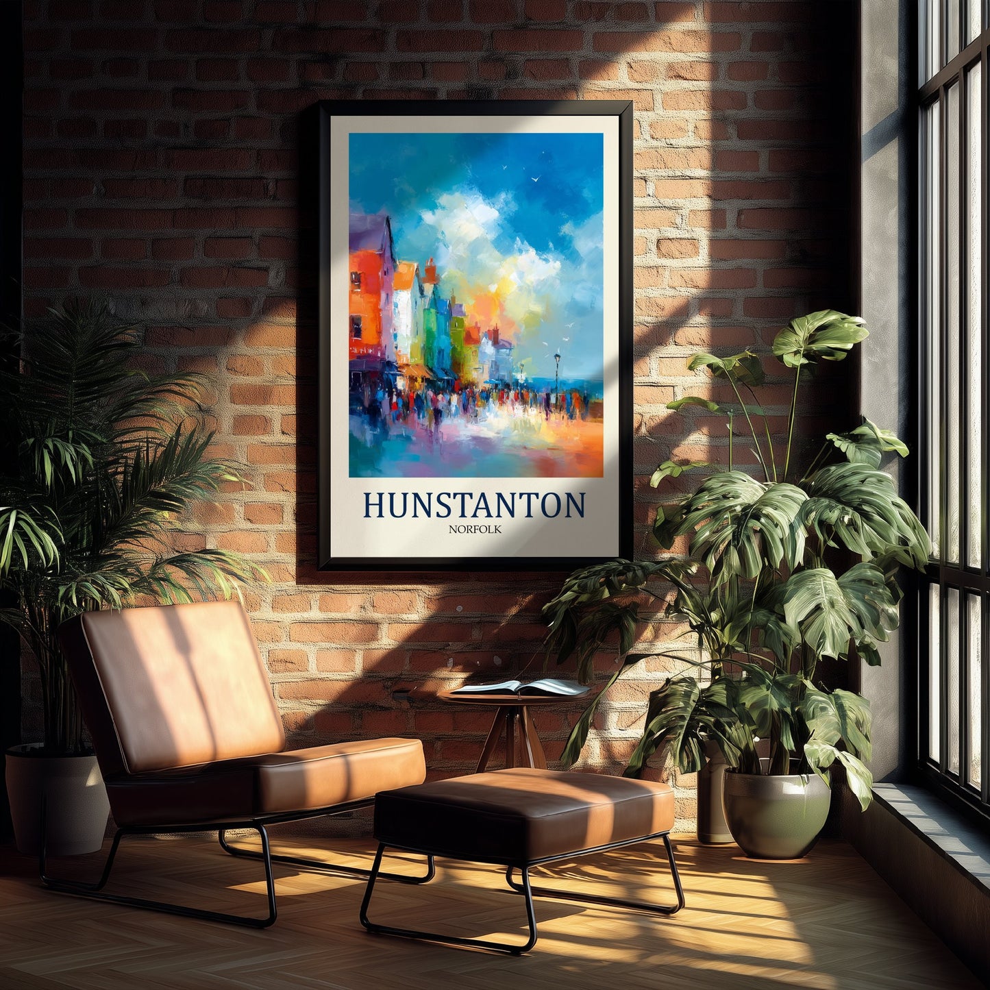 Hunstanton Norfolk Travel Poster - Impressionist Town Art Print - Colourful Street Painting - Norfolk Coast 3/3