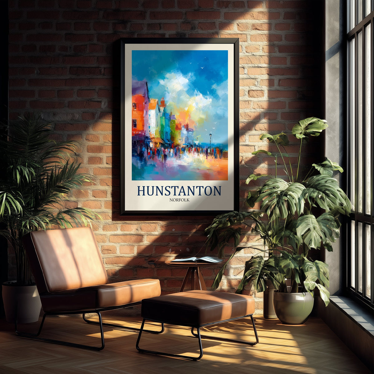 Hunstanton Norfolk Travel Poster - Impressionist Town Art Print - Colourful Street Painting - Norfolk Coast 3/3