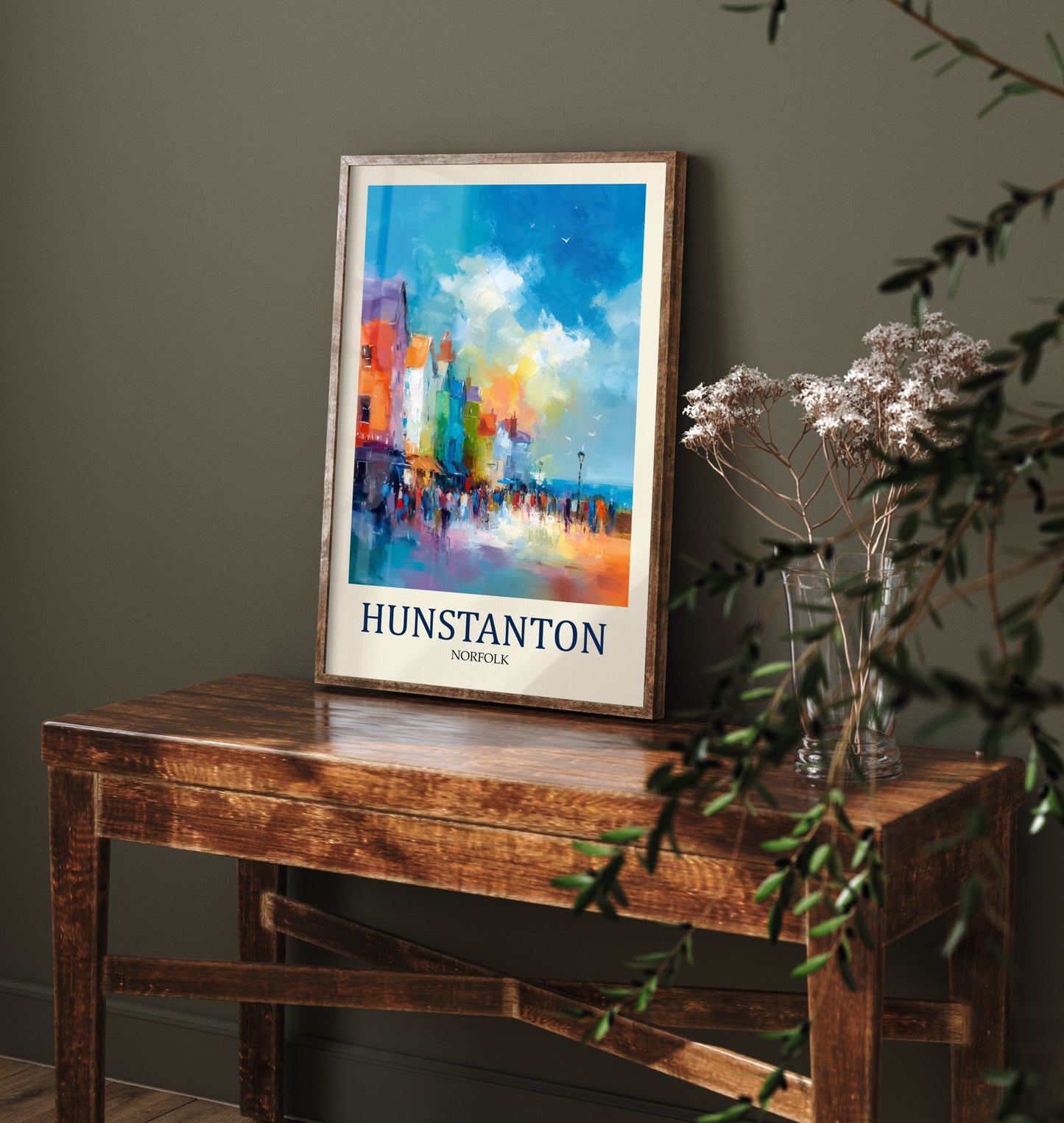 Hunstanton Norfolk Travel Poster - Impressionist Town Art Print - Colourful Street Painting - Norfolk Coast 3/3