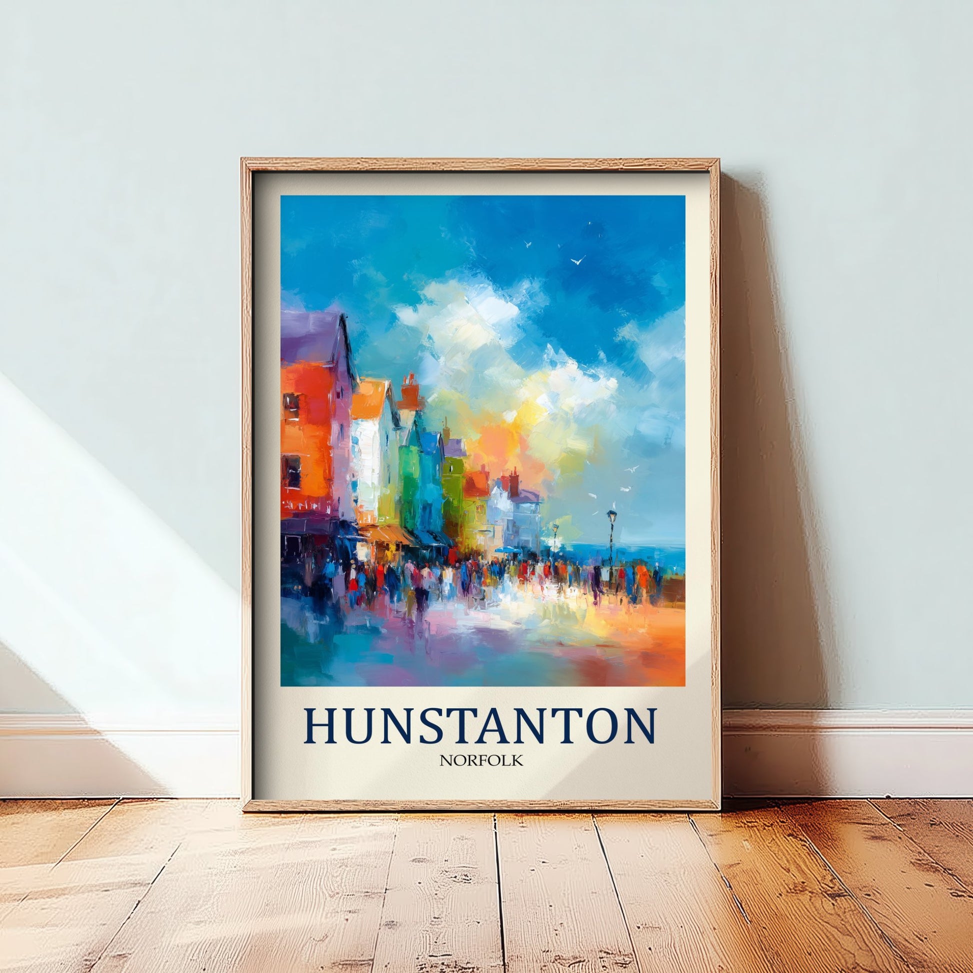 Hunstanton Norfolk Travel Poster - Impressionist Town Art Print - Colourful Street Painting - Norfolk Coast 3/3