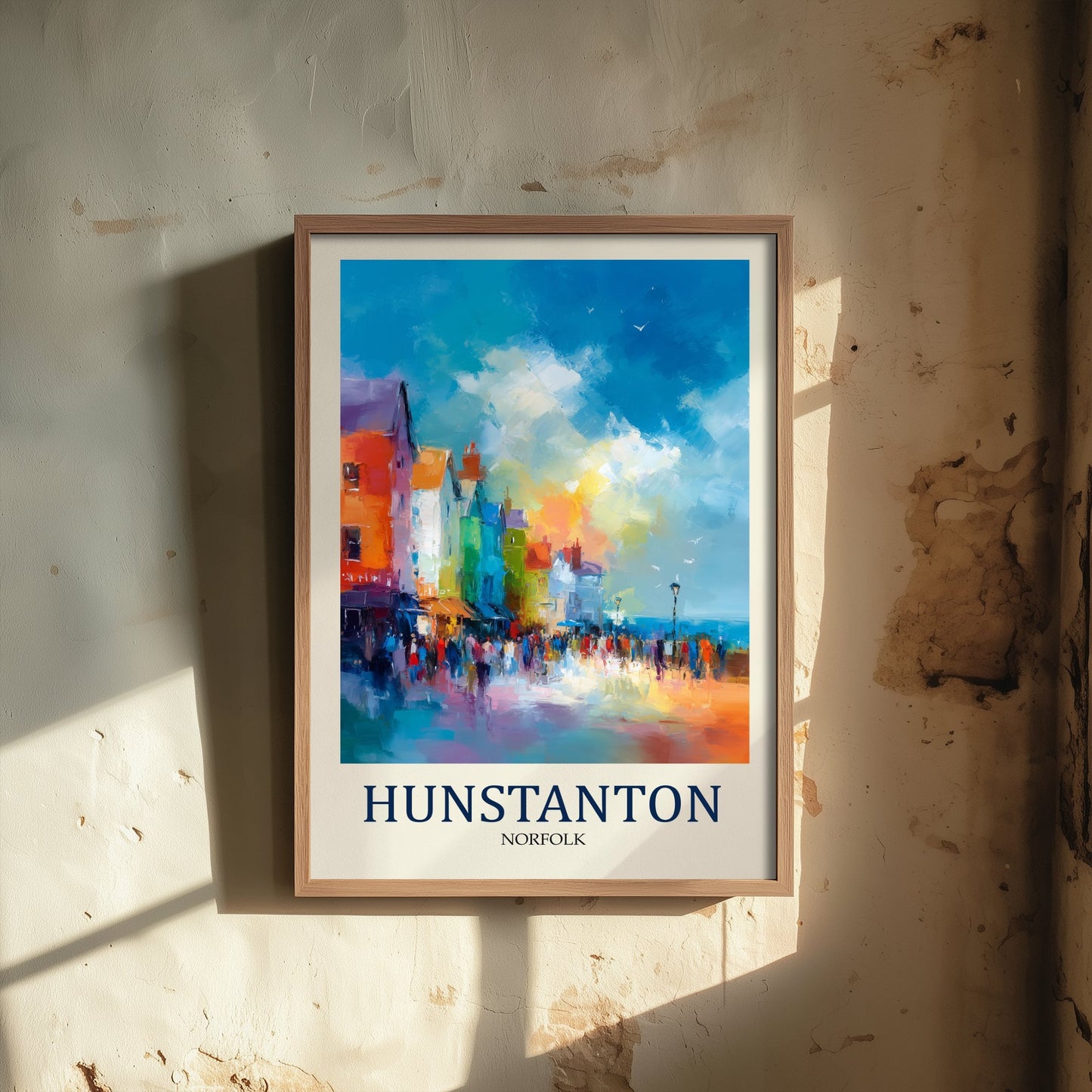 Hunstanton Norfolk Travel Poster - Impressionist Town Art Print - Colourful Street Painting - Norfolk Coast 3/3