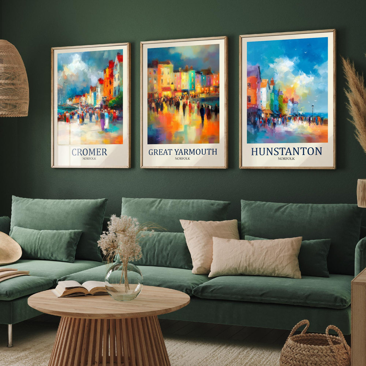 Norfolk Coast Set of Three Prints | Cromer Great Yarmouth Hunstanton | Impressionist Seaside Wall Art Poster Painting