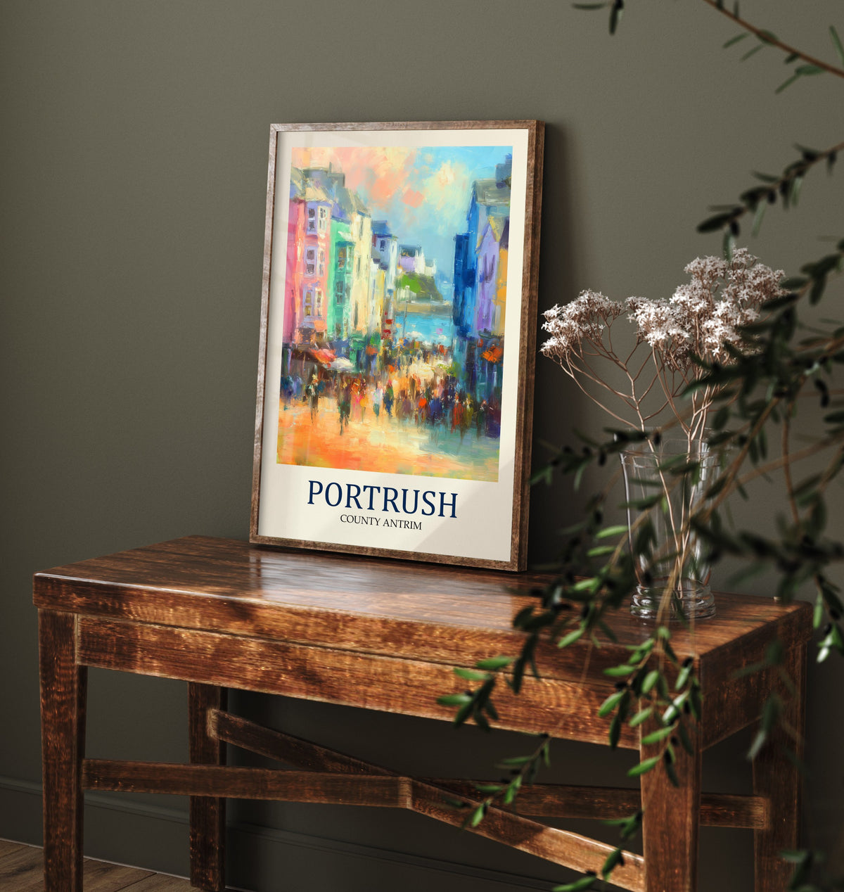 Portrush Travel Poster - Impressionist Town Art Print - Colourful Street Painting - County Antrim 1/3