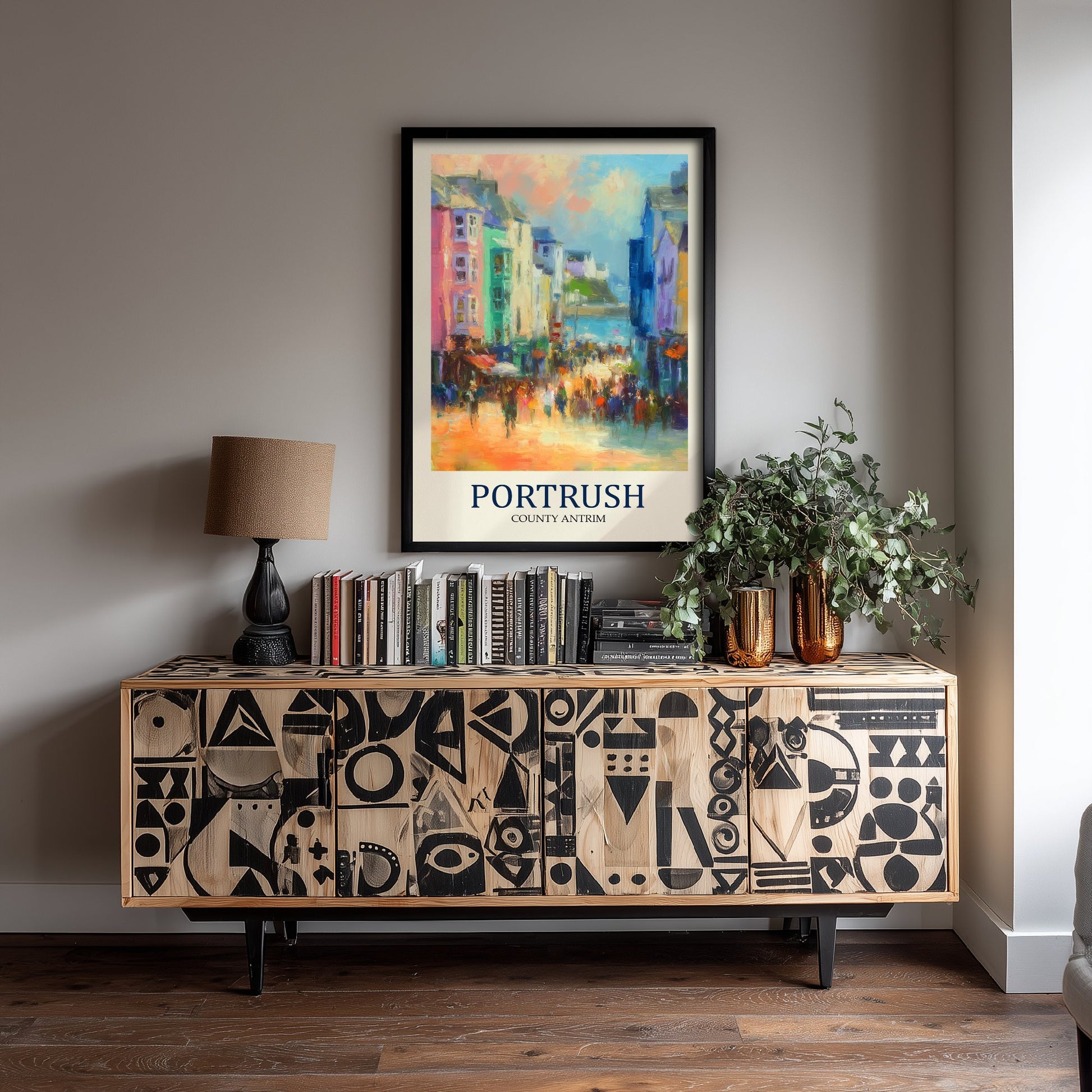 Portrush Travel Poster - Impressionist Town Art Print - Colourful Street Painting - County Antrim 1/3