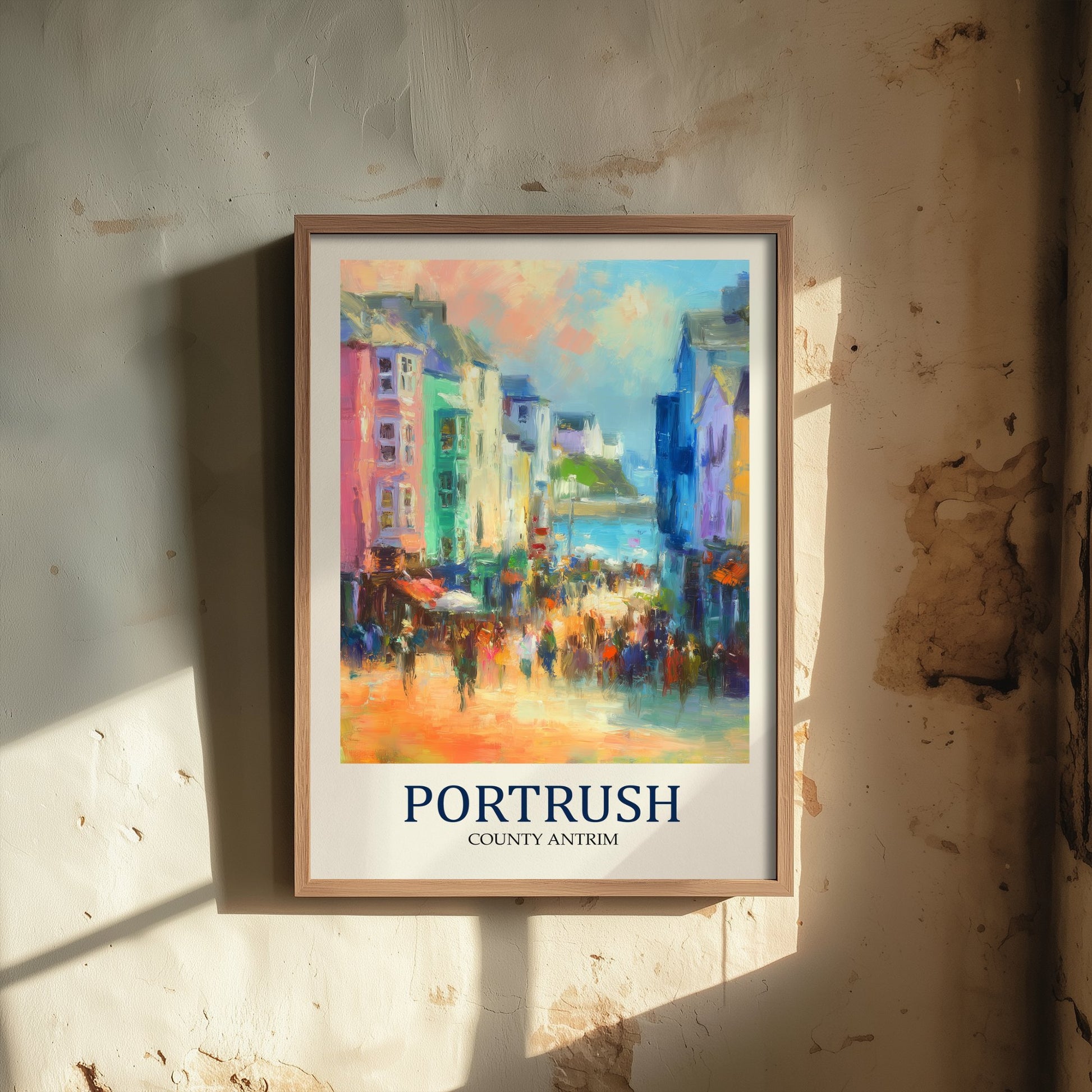 Portrush Travel Poster - Impressionist Town Art Print - Colourful Street Painting - County Antrim 1/3