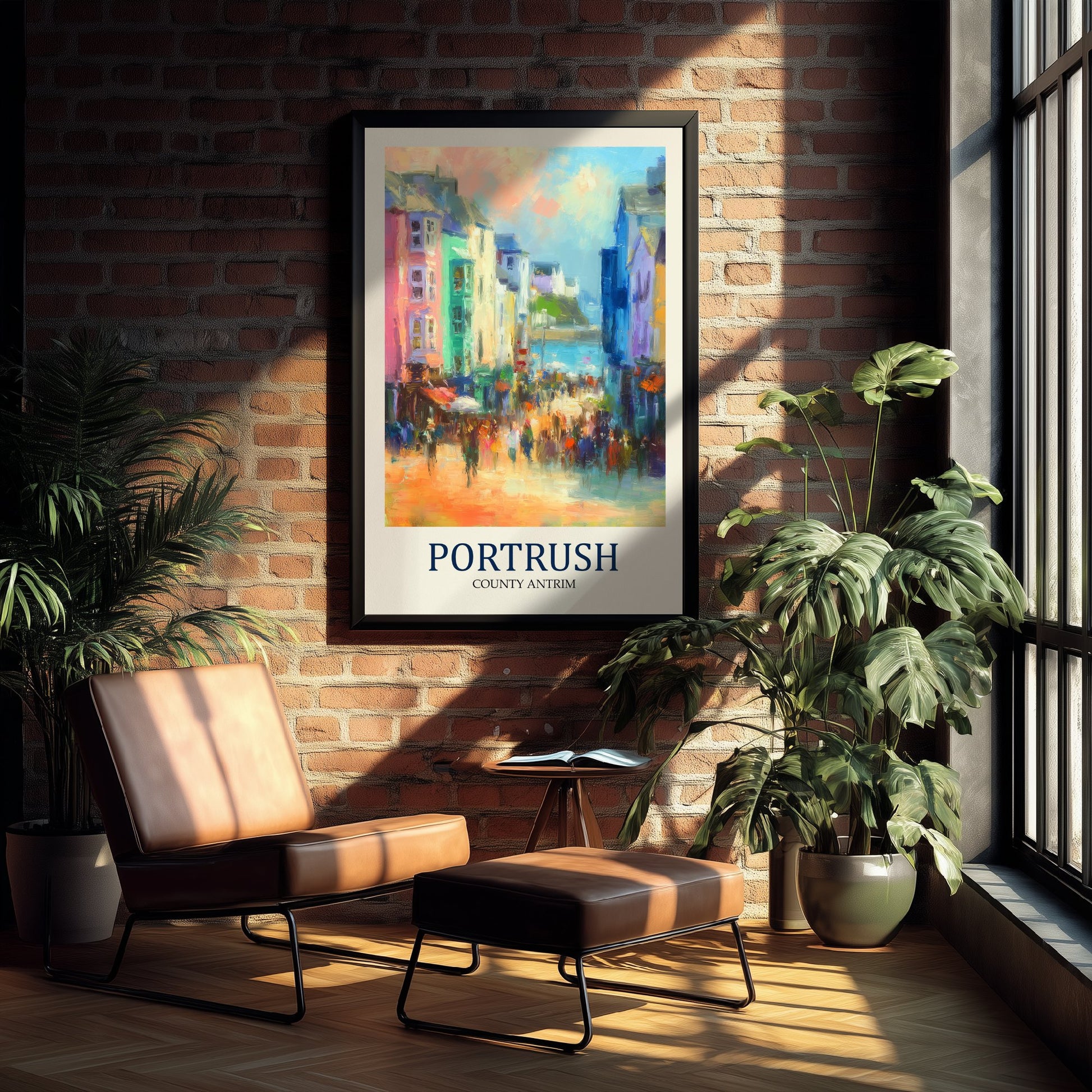Portrush Travel Poster - Impressionist Town Art Print - Colourful Street Painting - County Antrim 1/3