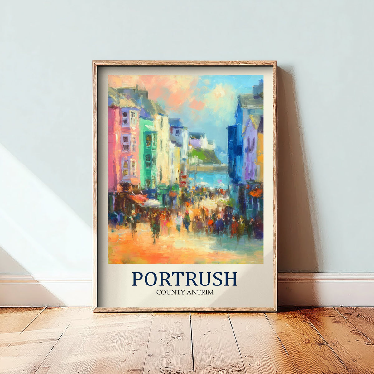 Portrush Travel Poster - Impressionist Town Art Print - Colourful Street Painting - County Antrim 1/3