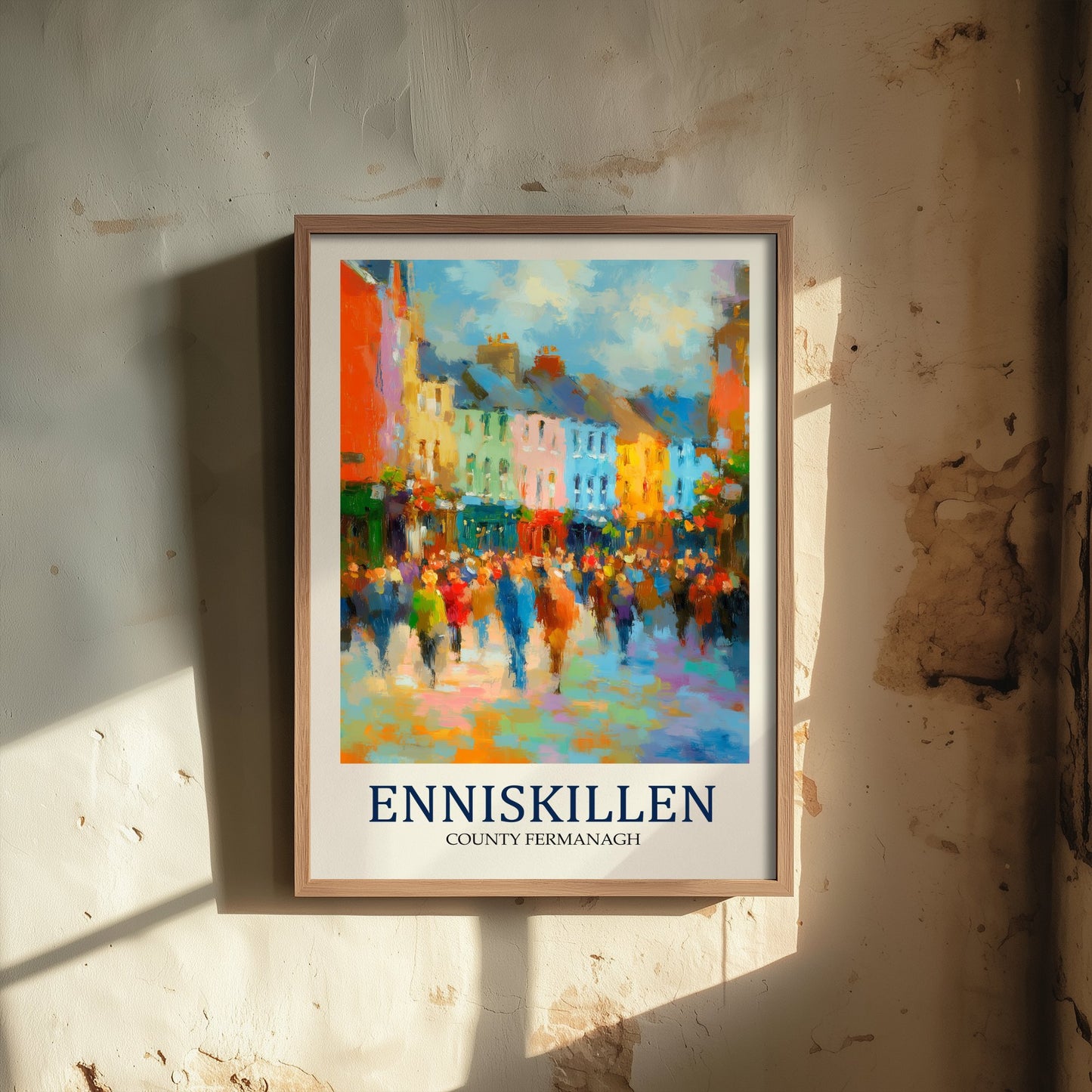 Enniskillen Travel Poster - Impressionist Town Art Print - Colourful Street Painting - County Fermanagh 2/3