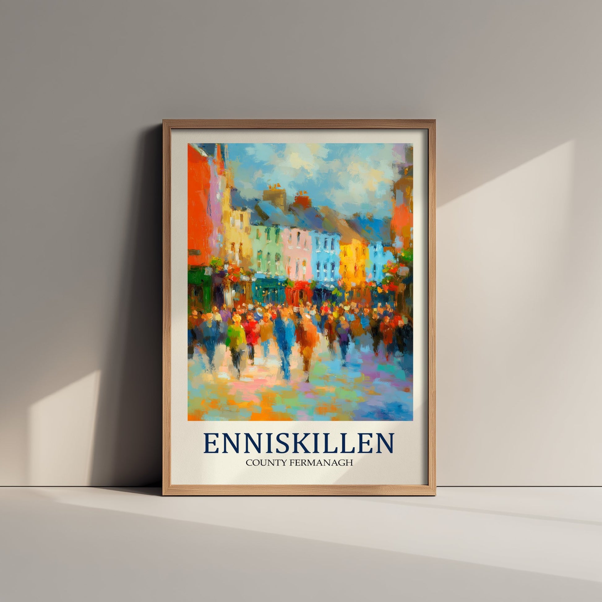 Enniskillen Travel Poster - Impressionist Town Art Print - Colourful Street Painting - County Fermanagh 2/3
