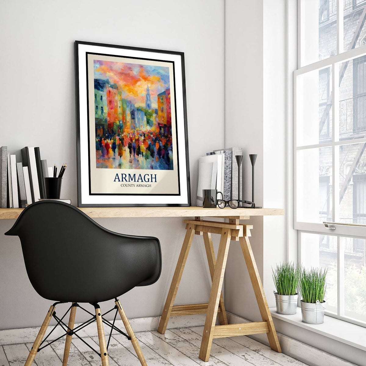 Armagh Travel Poster - Impressionist City Art Print - Colourful Street Painting - Northern Ireland 3/3