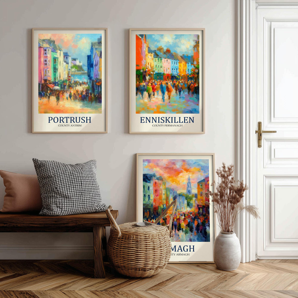 Northern Ireland Set of Three Prints | Portrush Enniskillen Armagh | Impressionist Wall Art Poster Painting