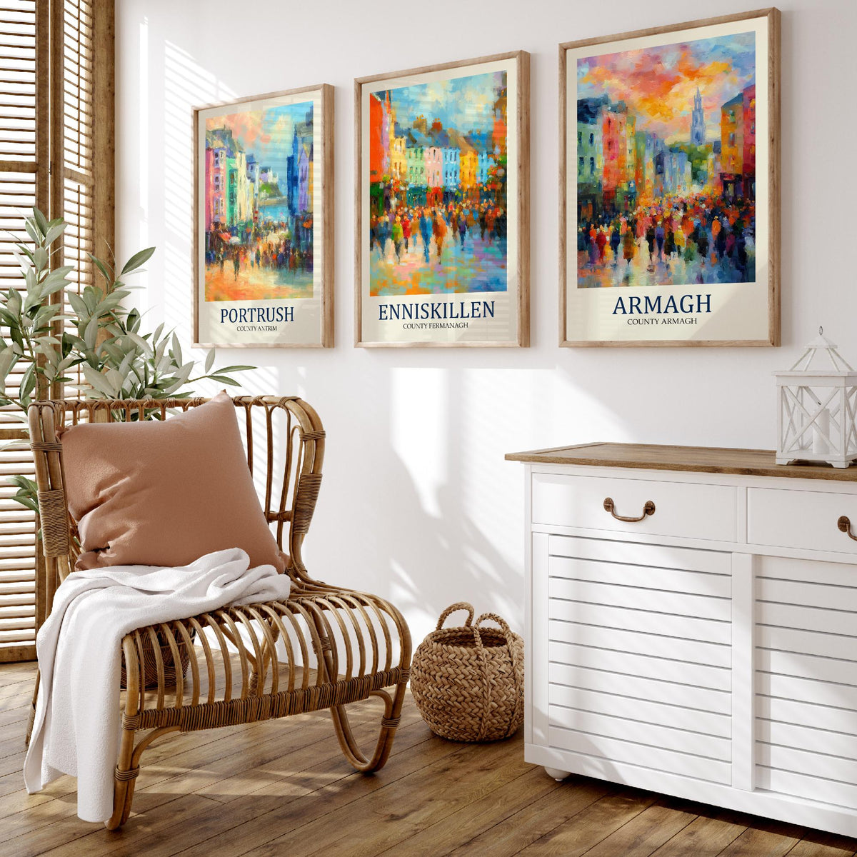 Northern Ireland Set of Three Prints | Portrush Enniskillen Armagh | Impressionist Wall Art Poster Painting