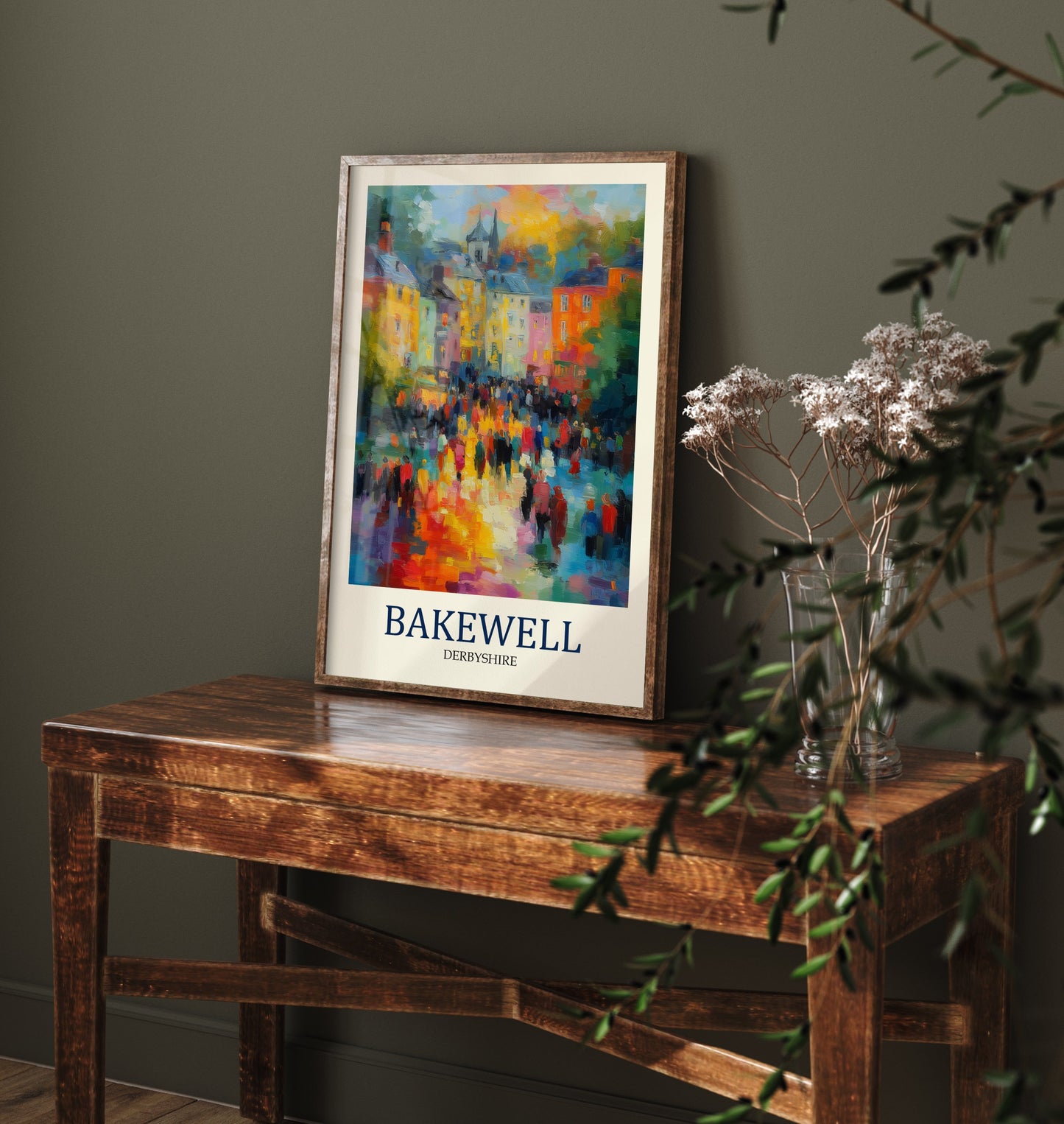 Bakewell Travel Poster - Impressionist Town Art Print - Colourful Street Painting - Peak District 1/3