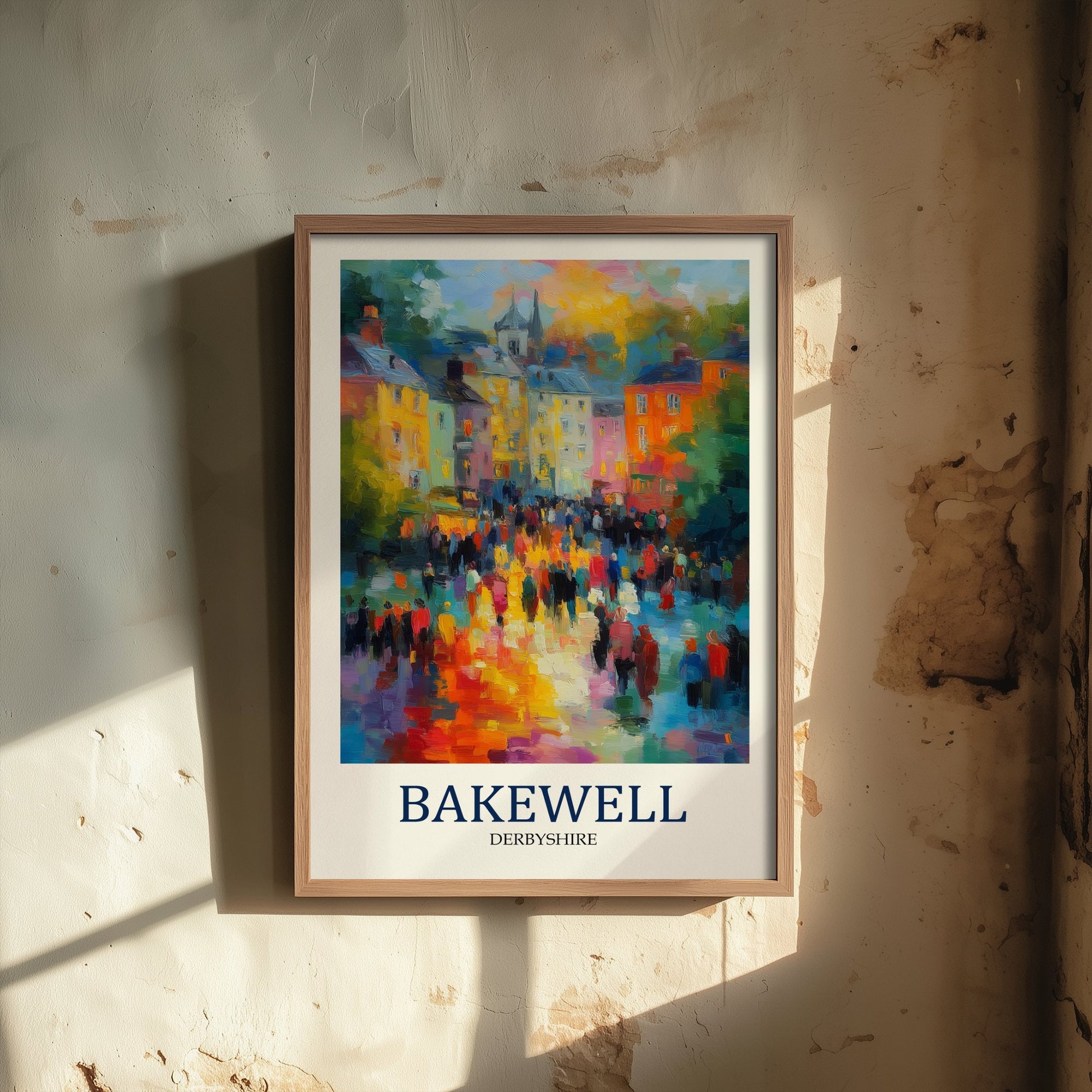 Bakewell Travel Poster - Impressionist Town Art Print - Colourful Street Painting - Peak District 1/3