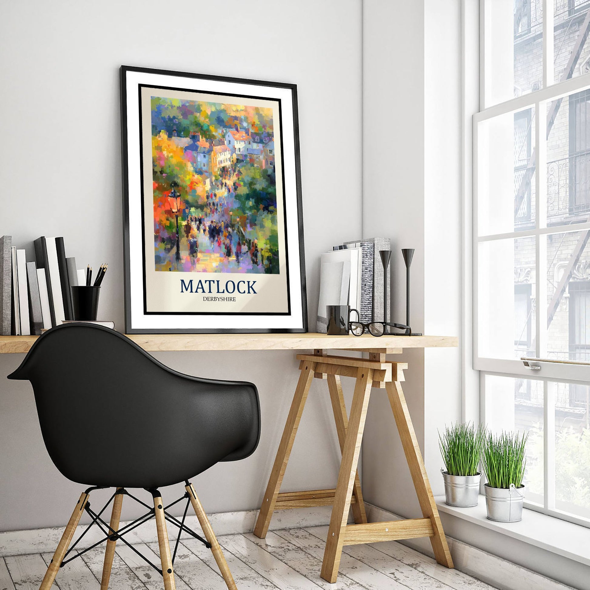 Matlock Travel Poster - Impressionist Town Art Print - Colourful Street Painting - Peak District 2/3