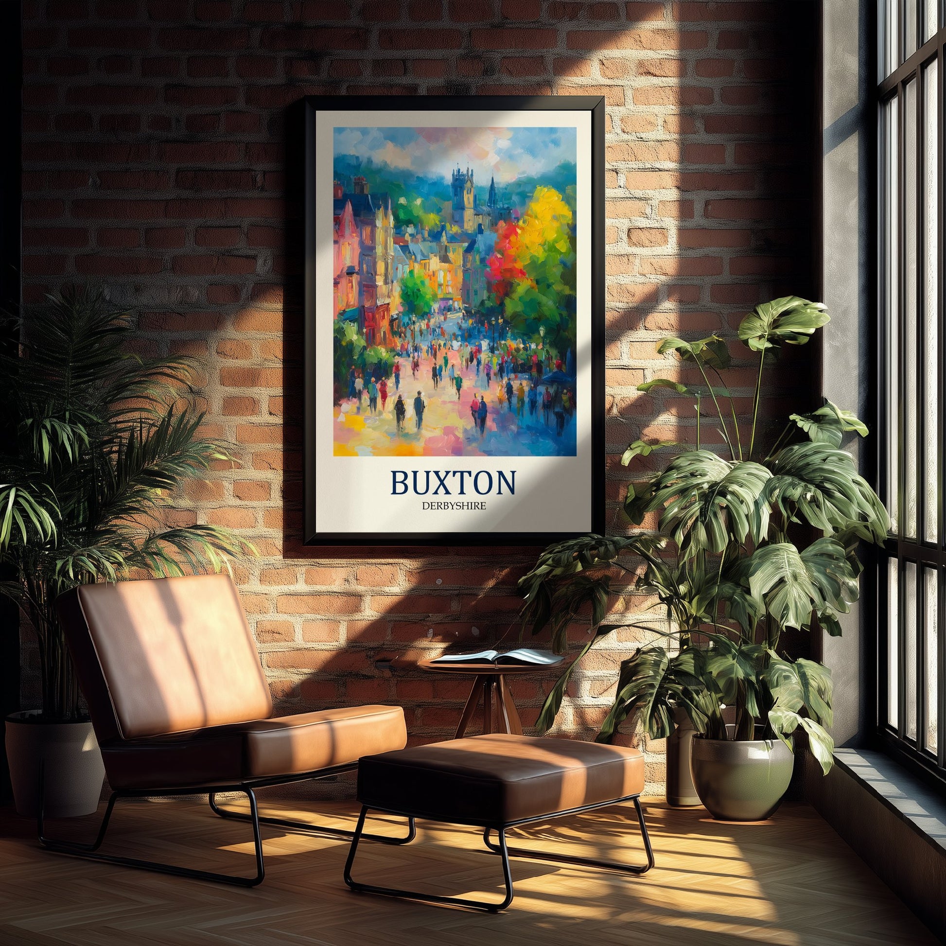 Buxton Travel Poster - Impressionist Town Art Print - Colourful Street Painting - Peak District 3/3