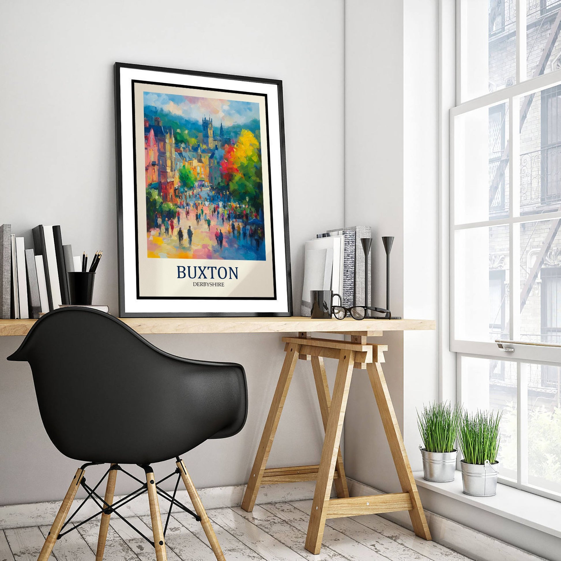 Buxton Travel Poster - Impressionist Town Art Print - Colourful Street Painting - Peak District 3/3