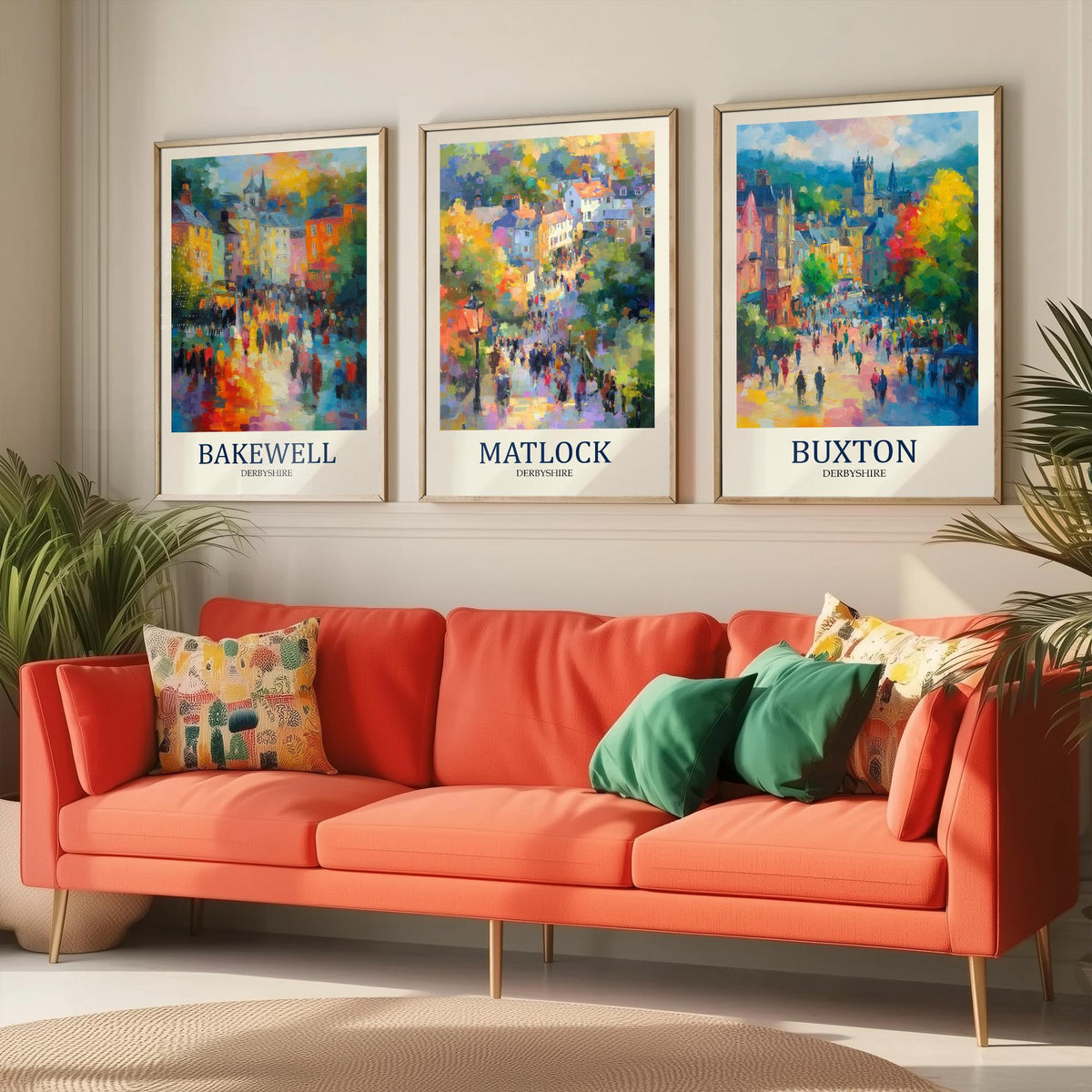 Peak District Set of Three Prints | Bakewell Matlock Buxton | Impressionist Derbyshire Wall Art Poster Painting