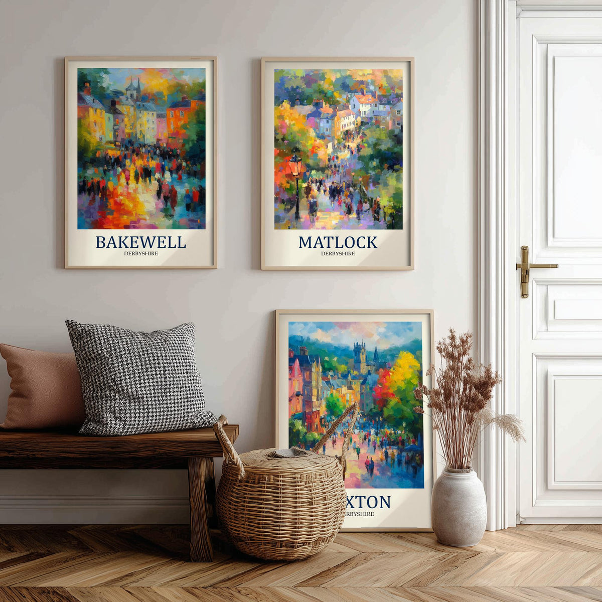 Peak District Set of Three Prints | Bakewell Matlock Buxton | Impressionist Derbyshire Wall Art Poster Painting