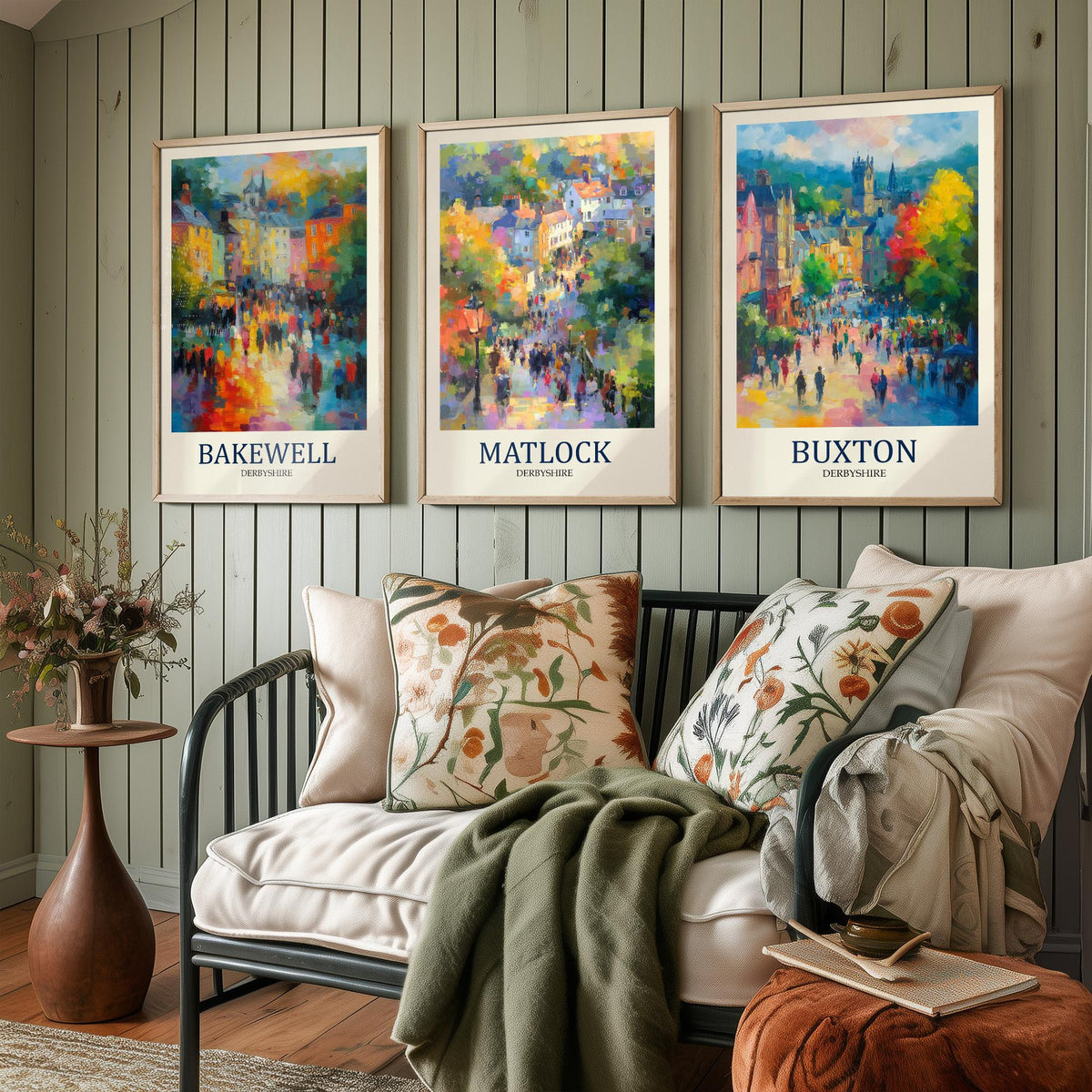 Peak District Set of Three Prints | Bakewell Matlock Buxton | Impressionist Derbyshire Wall Art Poster Painting