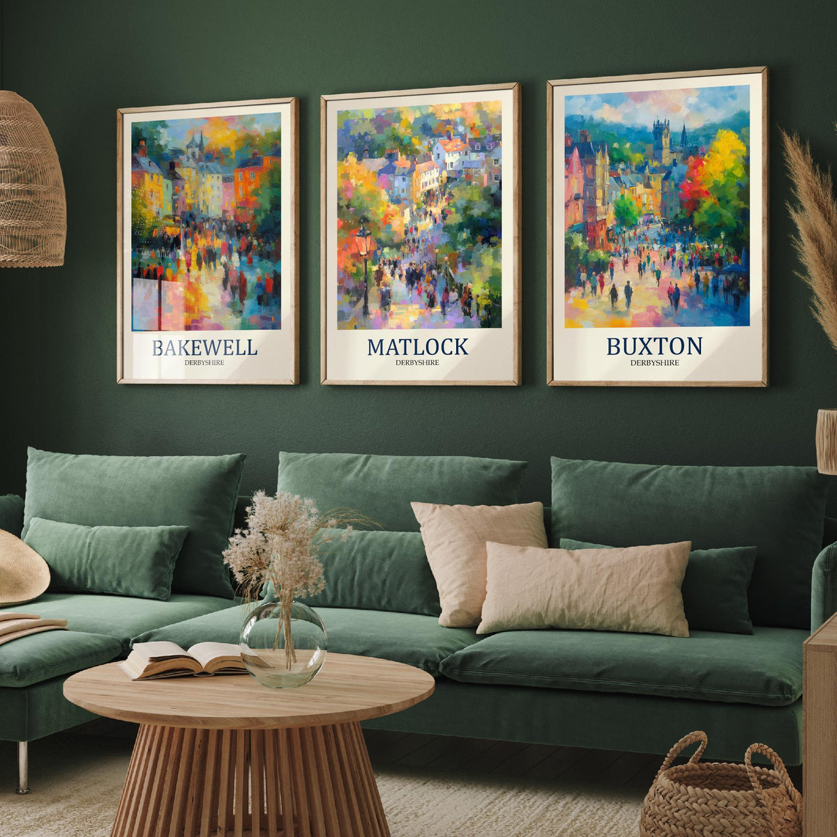 Peak District Set of Three Prints | Bakewell Matlock Buxton | Impressionist Derbyshire Wall Art Poster Painting