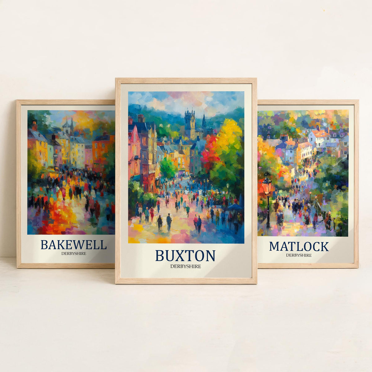 Peak District Set of Three Prints | Bakewell Matlock Buxton | Impressionist Derbyshire Wall Art Poster Painting