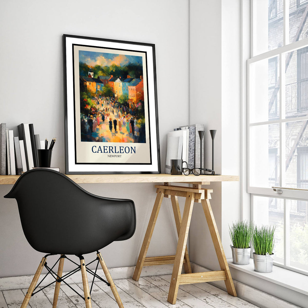 Caerleon Travel Poster - Impressionist Town Art Print - Colourful Street Painting - Roman Wales 1/3