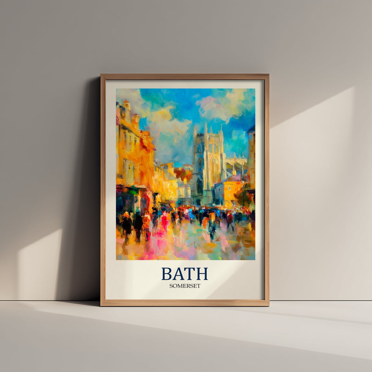 Bath Somerset Travel Poster - Impressionist City Art Print - Colourful Street Painting - Roman Heritage 2/3