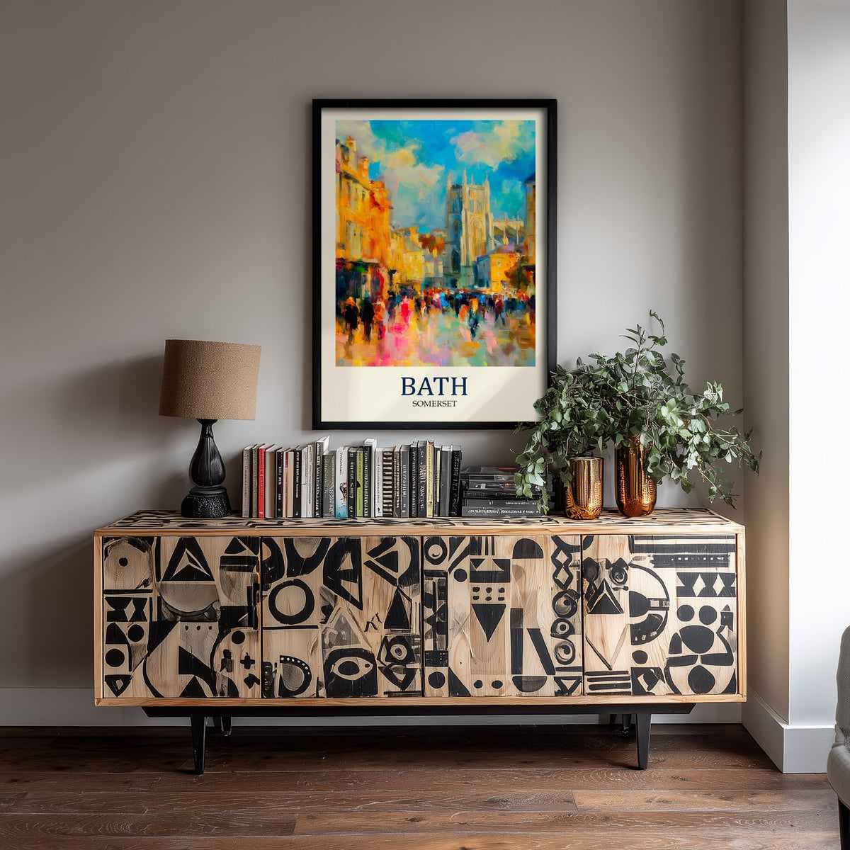 Bath Somerset Travel Poster - Impressionist City Art Print - Colourful Street Painting - Roman Heritage 2/3