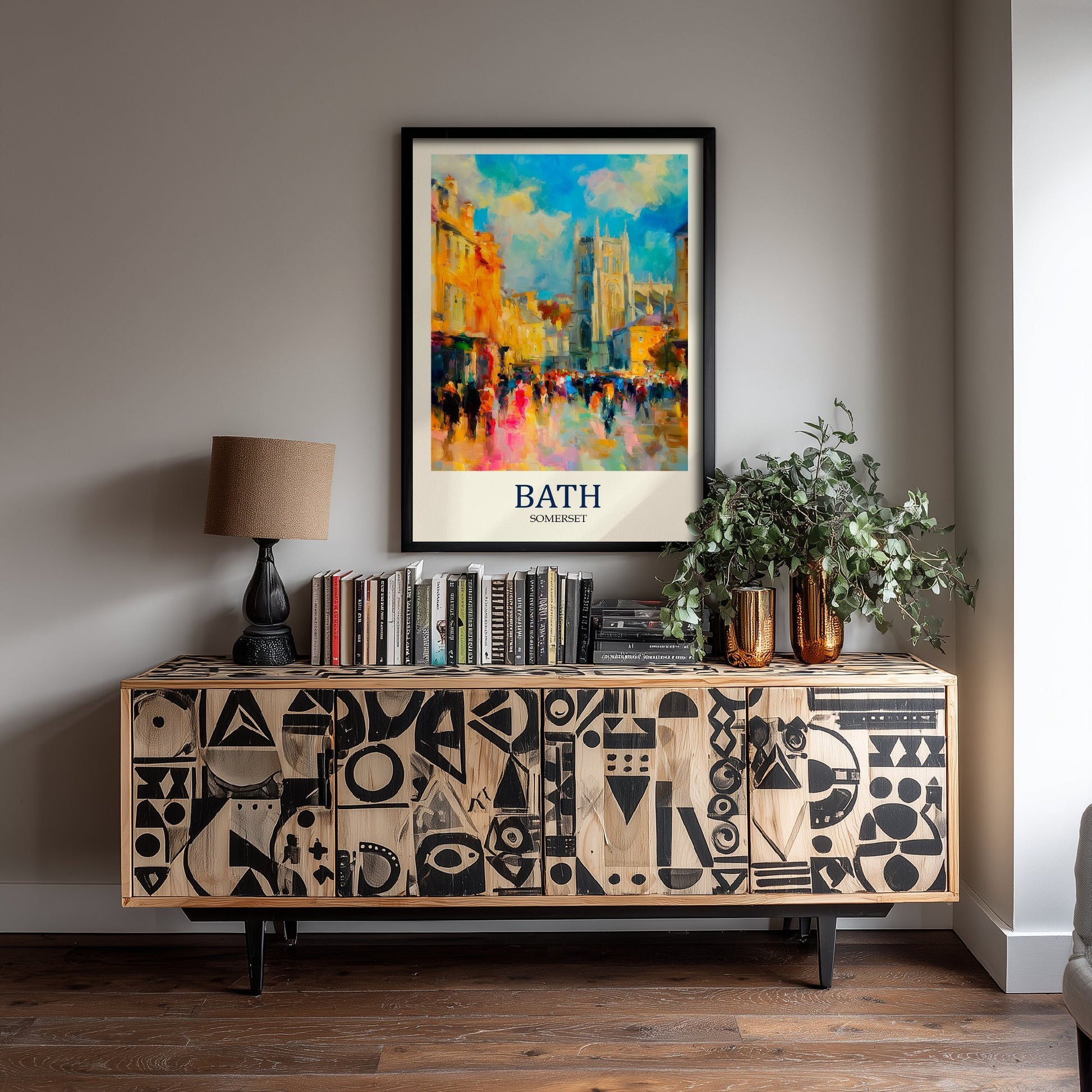 Bath Somerset Travel Poster - Impressionist City Art Print - Colourful Street Painting - Roman Heritage 2/3