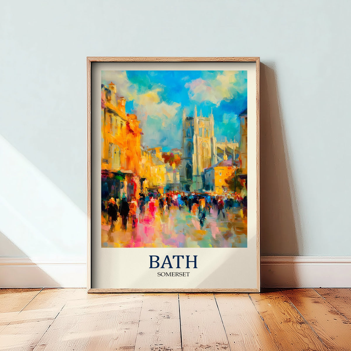 Bath Somerset Travel Poster - Impressionist City Art Print - Colourful Street Painting - Roman Heritage 2/3