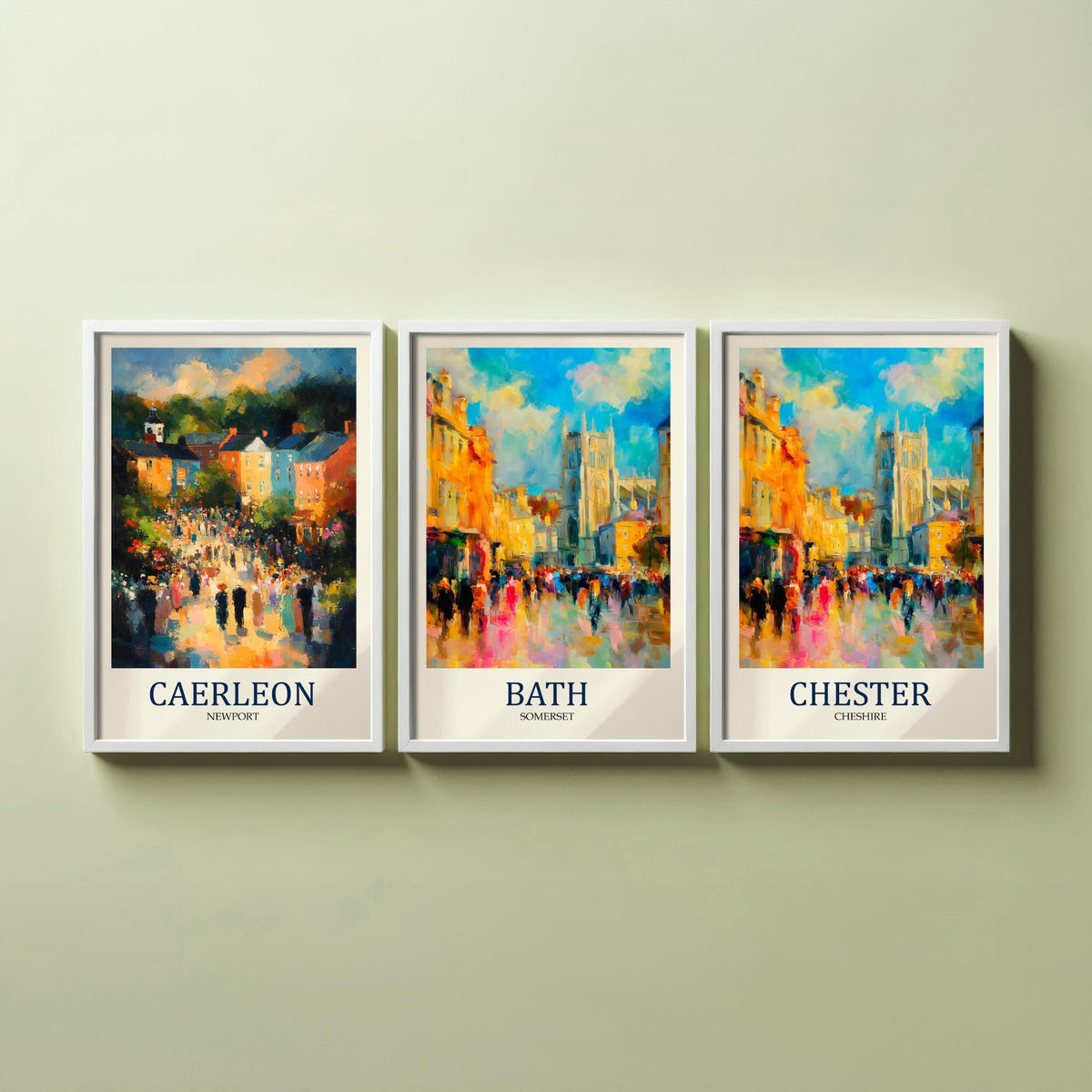 Roman Britain Set of Three Prints | Caerleon Bath Chester | Impressionist Heritage Wall Art Poster Painting