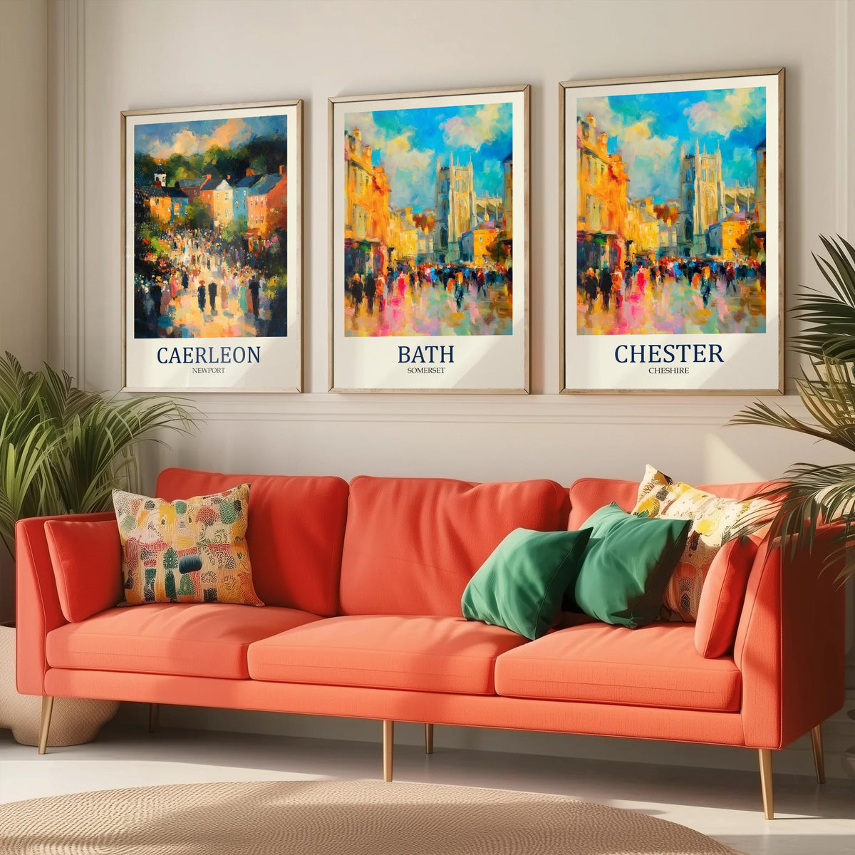 Roman Britain Set of Three Prints | Caerleon Bath Chester | Impressionist Heritage Wall Art Poster Painting