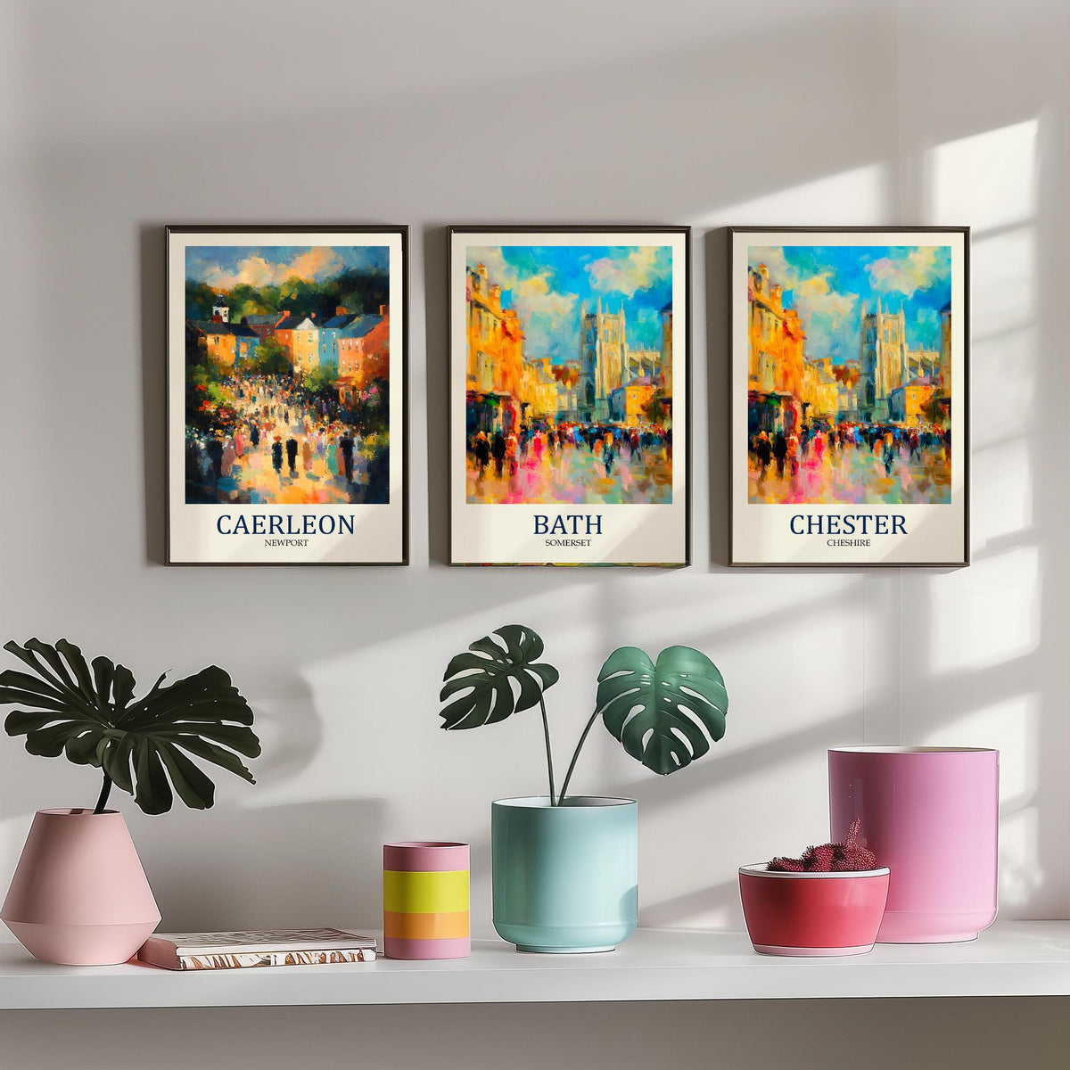 Roman Britain Set of Three Prints | Caerleon Bath Chester | Impressionist Heritage Wall Art Poster Painting