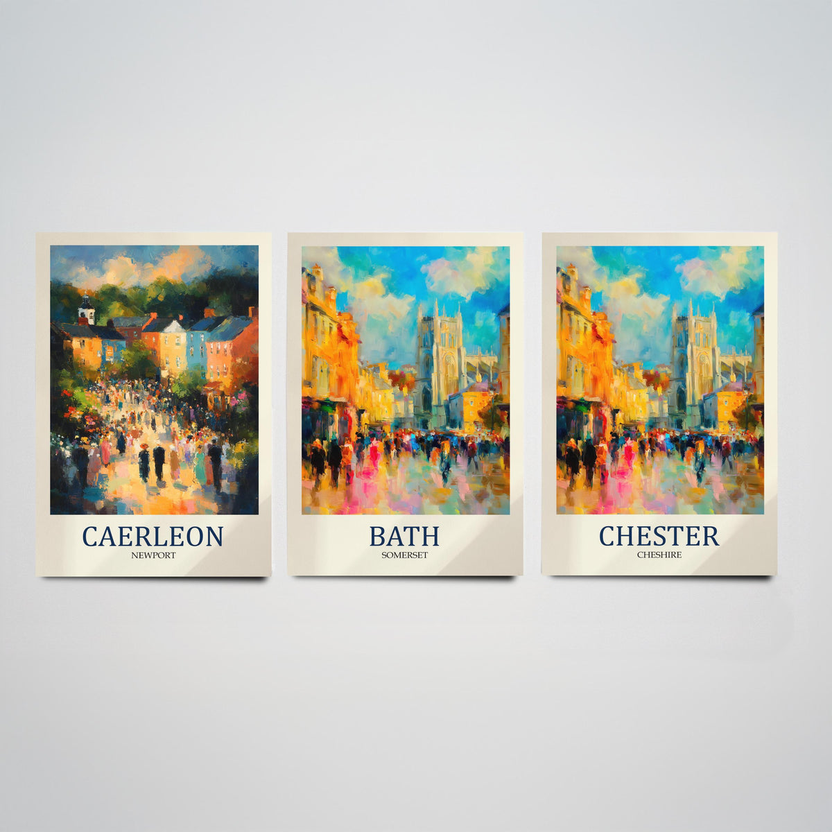 Roman Britain Set of Three Prints | Caerleon Bath Chester | Impressionist Heritage Wall Art Poster Painting