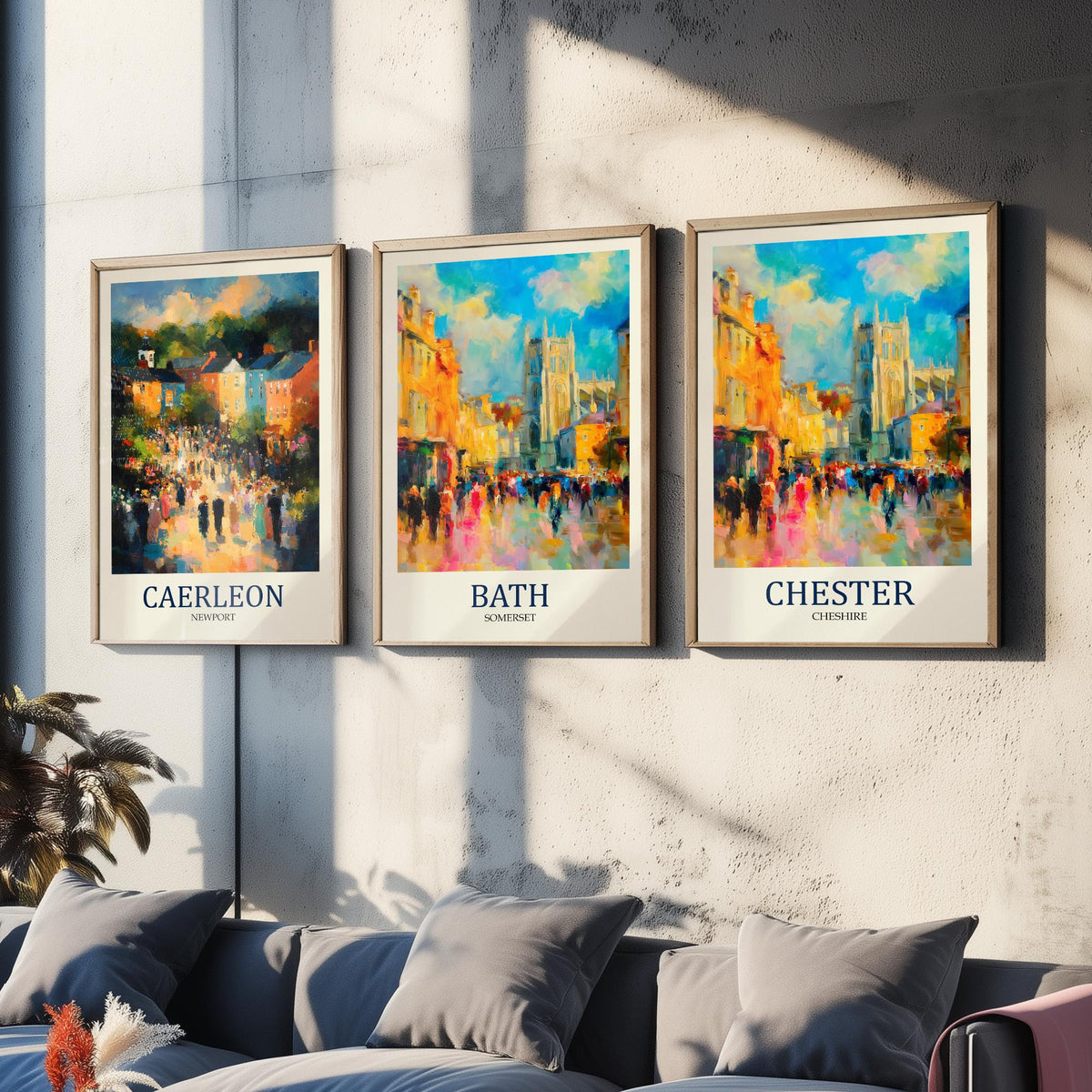 Roman Britain Set of Three Prints | Caerleon Bath Chester | Impressionist Heritage Wall Art Poster Painting