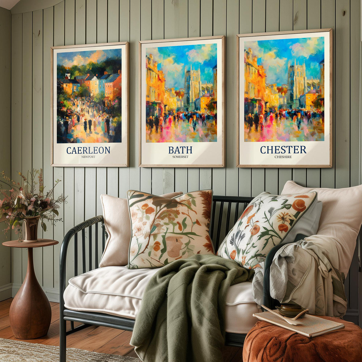 Roman Britain Set of Three Prints | Caerleon Bath Chester | Impressionist Heritage Wall Art Poster Painting