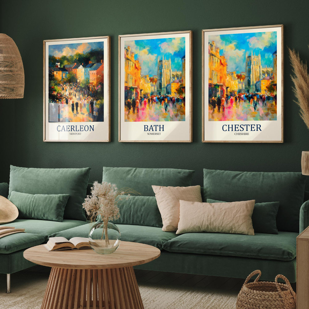 Roman Britain Set of Three Prints | Caerleon Bath Chester | Impressionist Heritage Wall Art Poster Painting