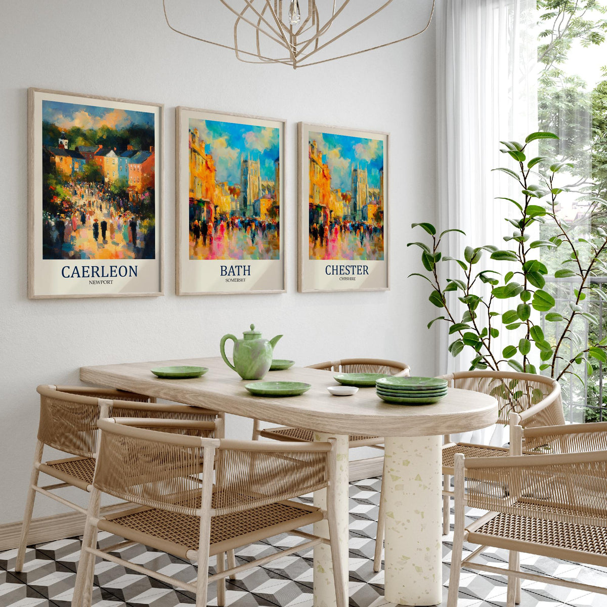 Roman Britain Set of Three Prints | Caerleon Bath Chester | Impressionist Heritage Wall Art Poster Painting