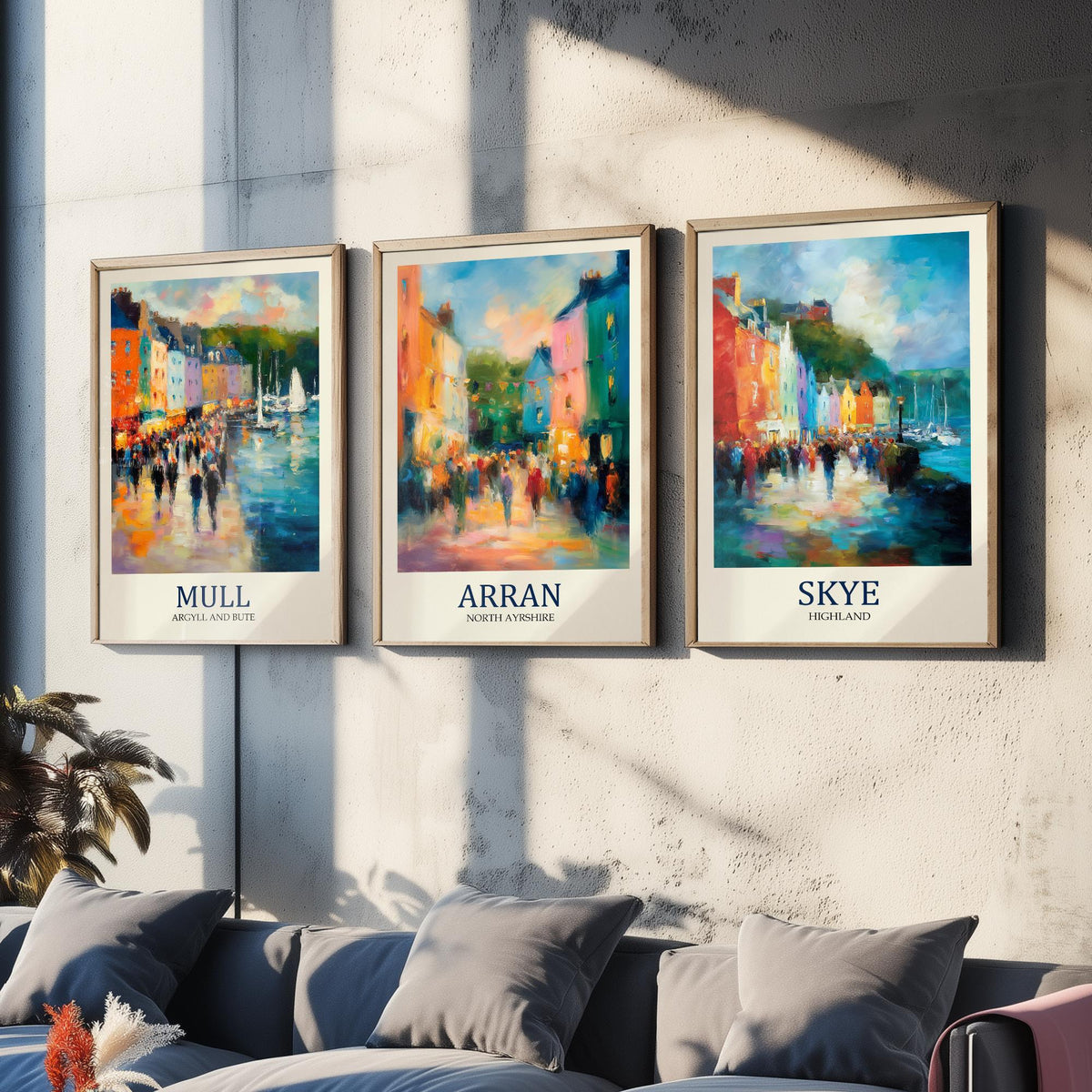 Scottish Islands Set of Three Prints | Mull Arran Skye | Impressionist Coastal Wall Art Poster Painting