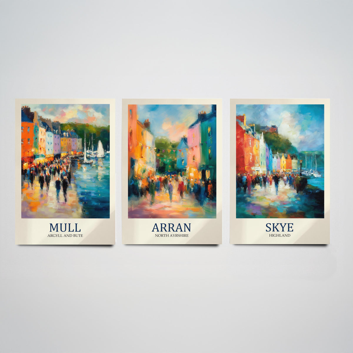 Scottish Islands Set of Three Prints | Mull Arran Skye | Impressionist Coastal Wall Art Poster Painting