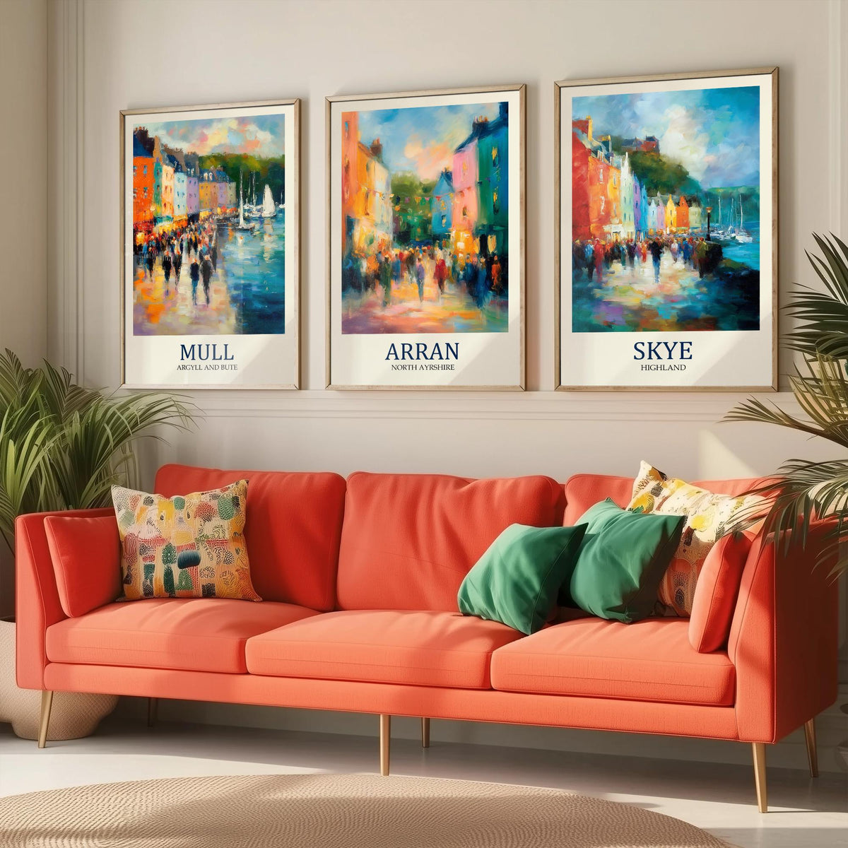 Scottish Islands Set of Three Prints | Mull Arran Skye | Impressionist Coastal Wall Art Poster Painting