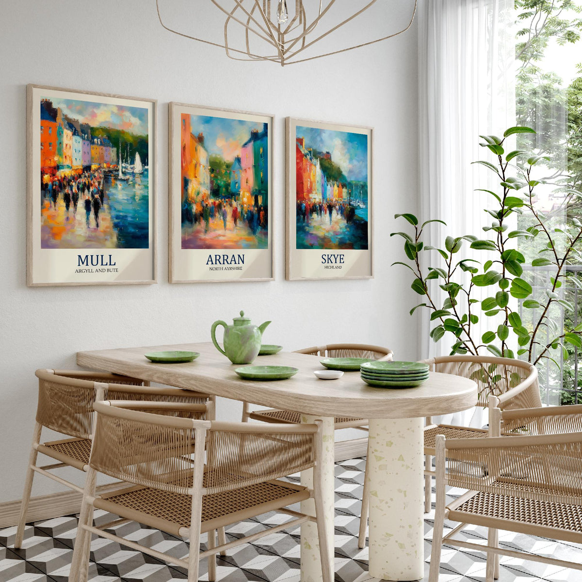 Scottish Islands Set of Three Prints | Mull Arran Skye | Impressionist Coastal Wall Art Poster Painting