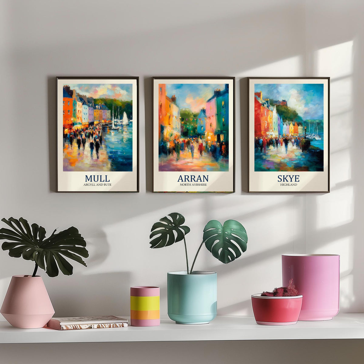 Scottish Islands Set of Three Prints | Mull Arran Skye | Impressionist Coastal Wall Art Poster Painting