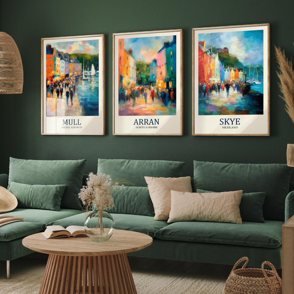 Scottish Islands Set of Three Prints | Mull Arran Skye | Impressionist Coastal Wall Art Poster Painting