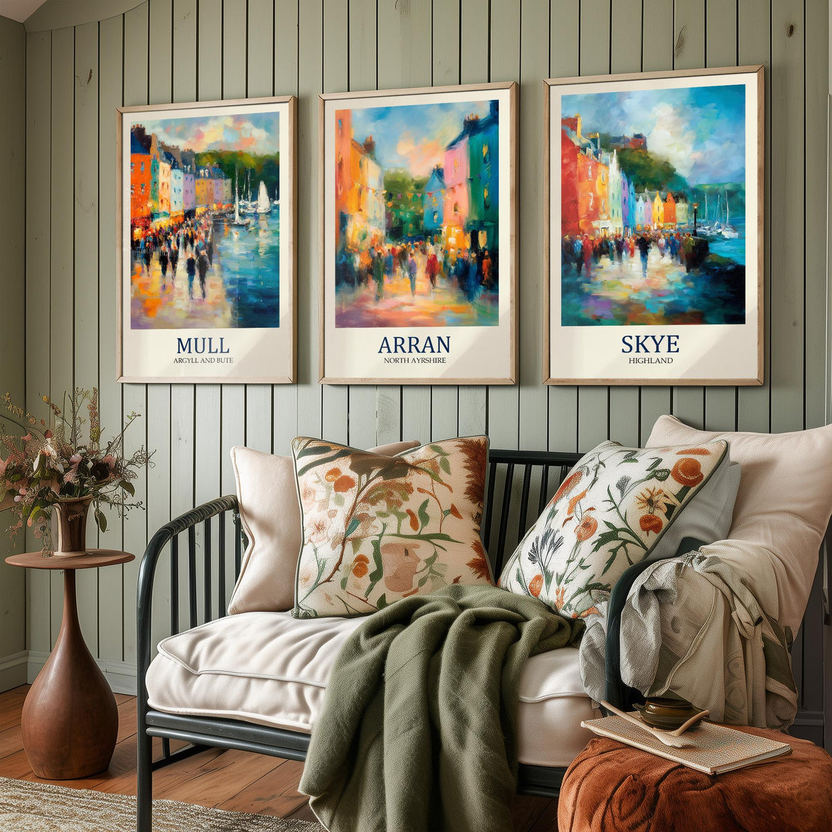 Scottish Islands Set of Three Prints | Mull Arran Skye | Impressionist Coastal Wall Art Poster Painting