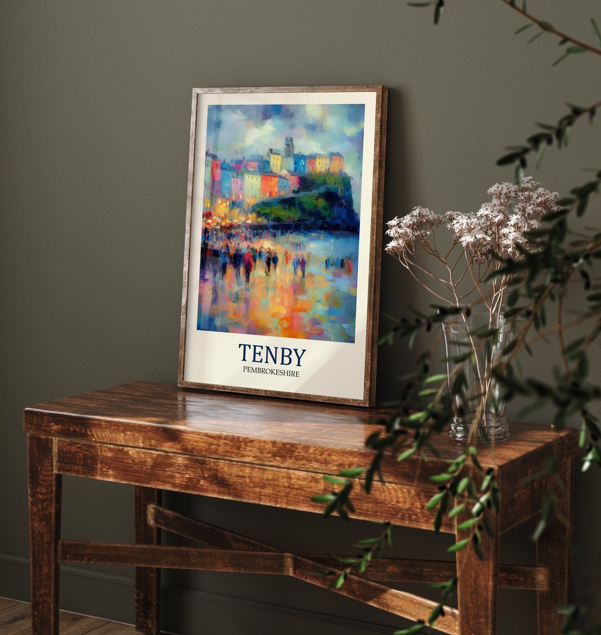 Tenby Travel Poster - Impressionist Town Art Print - Colourful Harbour Painting - Pembrokeshire 1/3